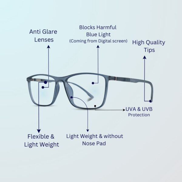 eyehold Rectangle Matt Grey Classic Design frame for Men & Women(52)