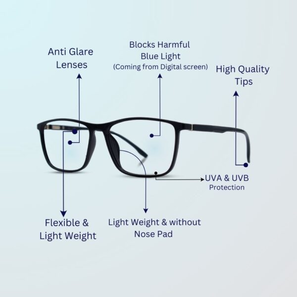 eyehold Rectangle Black Classic Design frame for Men & Women (52)