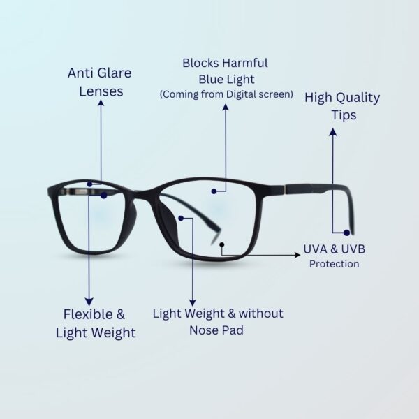 eyehold Rectangle Matt Black Classic Design frame for Men & Women(48)