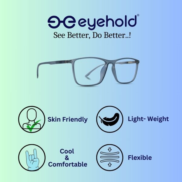 eyehold Rectangle Matt Grey Classic Design frame for Men & Women(52)