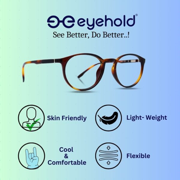 eyehold Full Rim Round Frame Stylish & Durable Design for Men & Women (49 mm)