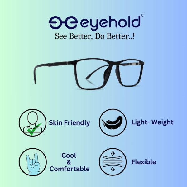 eyehold Rectangle Black Classic Design frame for Men & Women (52)