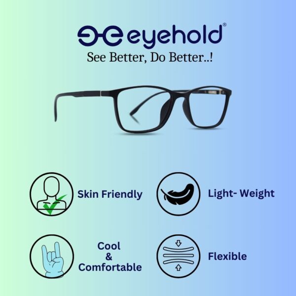 eyehold Rectangle Matt Black Classic Design frame for Men & Women(48)