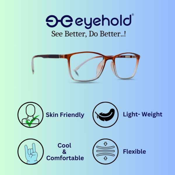 eyehold Rectangle Red Grey Classic Design frame for Men & Women(48)