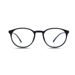 Glossy Black Round Full Rim TR90 Unisex Eyeglass Frame
