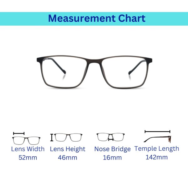 Mattflex Grey Rectangle Full Rim TR90 Unisex Eyeglass Frame - Image 3