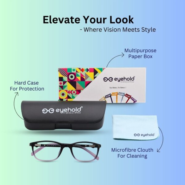 Light Purple Rectangle Full Rim TR90 Kids Eyeglass Frame - Image 7